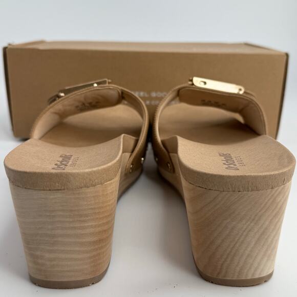 NEW Dr. Scholls Original Life Slide Sandals Size 9 Warm Tan Leather Wedge Heels - Picture 5 of 8